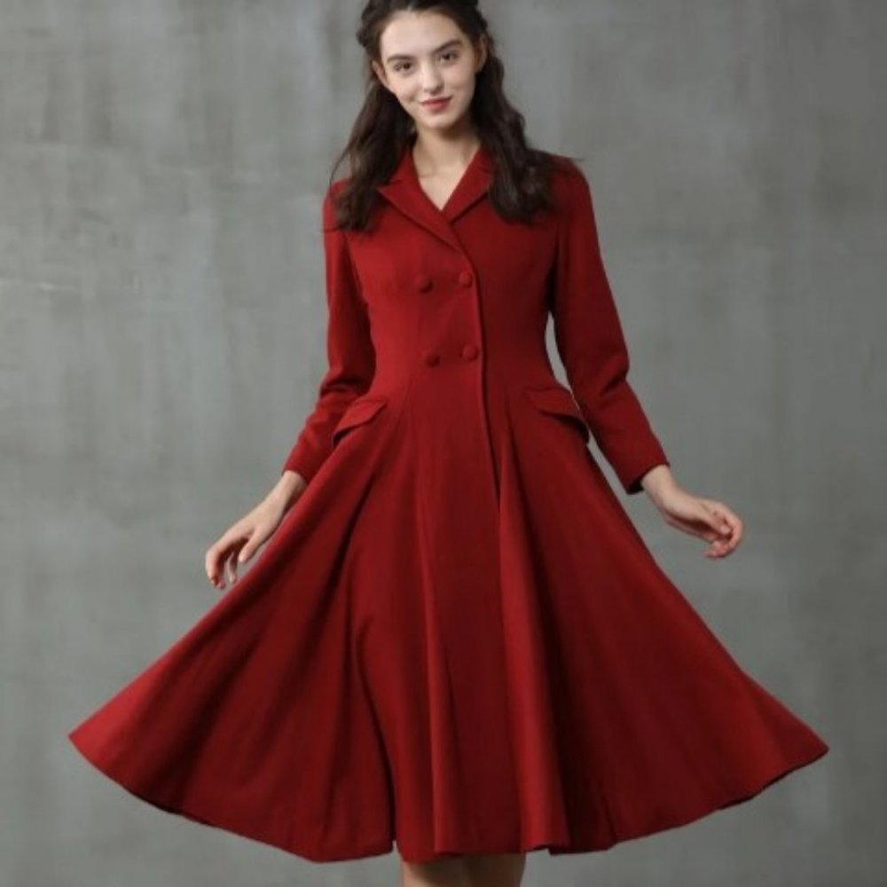 📣SOLD Linennaive Roman Holiday 2020 Red Wool & Cashmere Coat Jacket